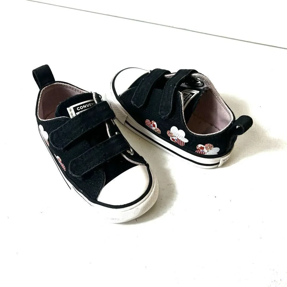 Converse Infant Girls 5 Black/Multicolor Balloons Print Snap On Low Top Sneakers